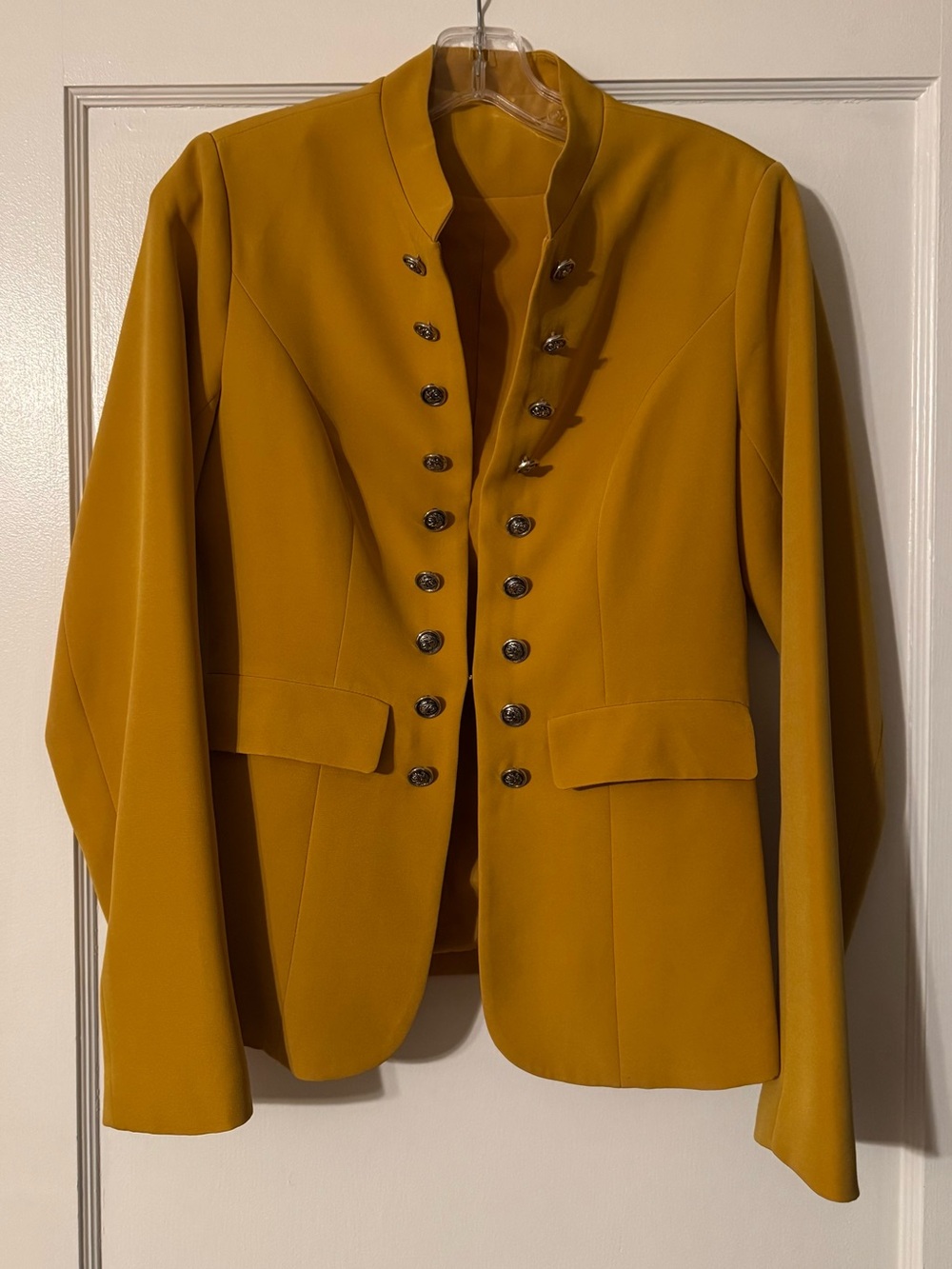 Mustard Military-Style Women’s Blazer Jacket